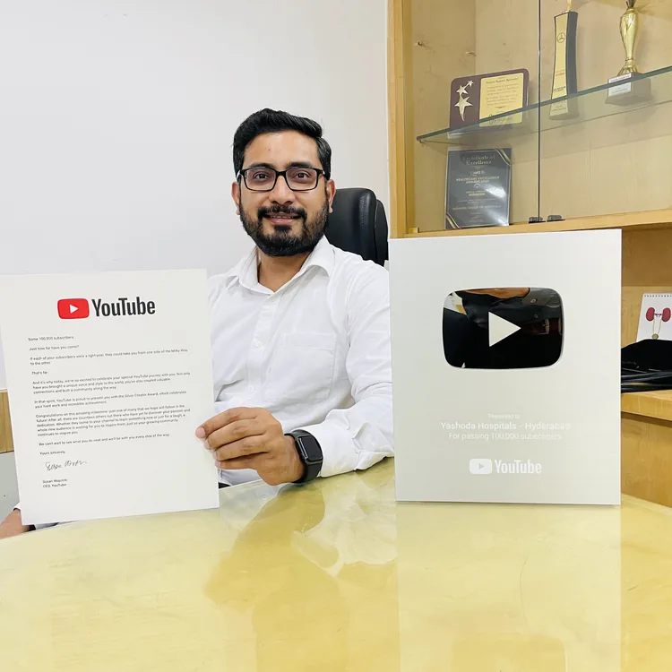 YouTube Silver Play Button awarded to Yashoda Hospitals, Hyderabad